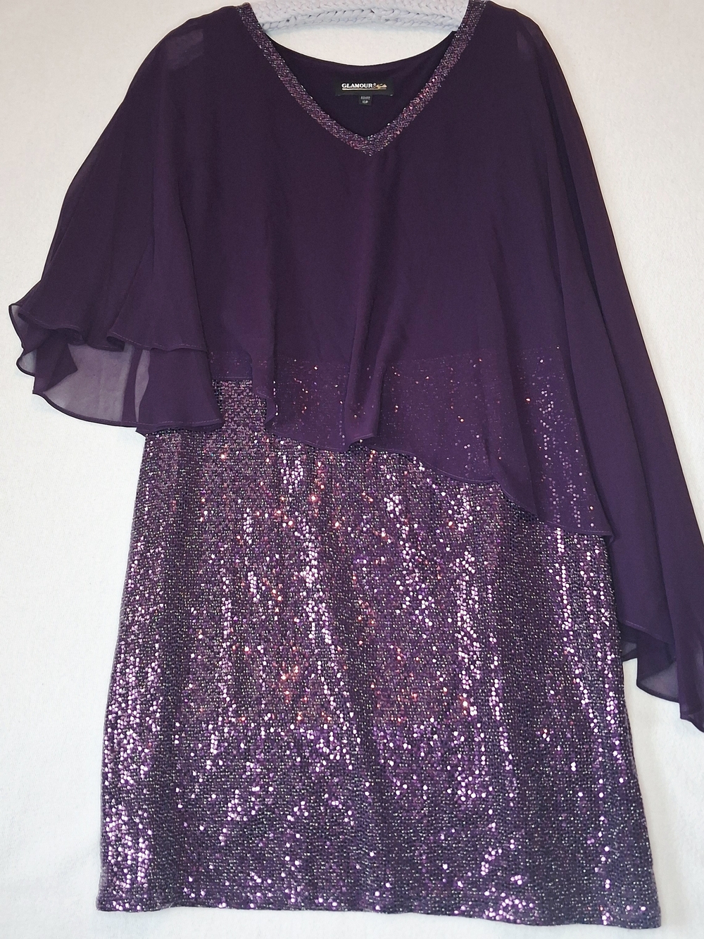NWT Stunning Purple Sequin Capelet Dress by John Meyer